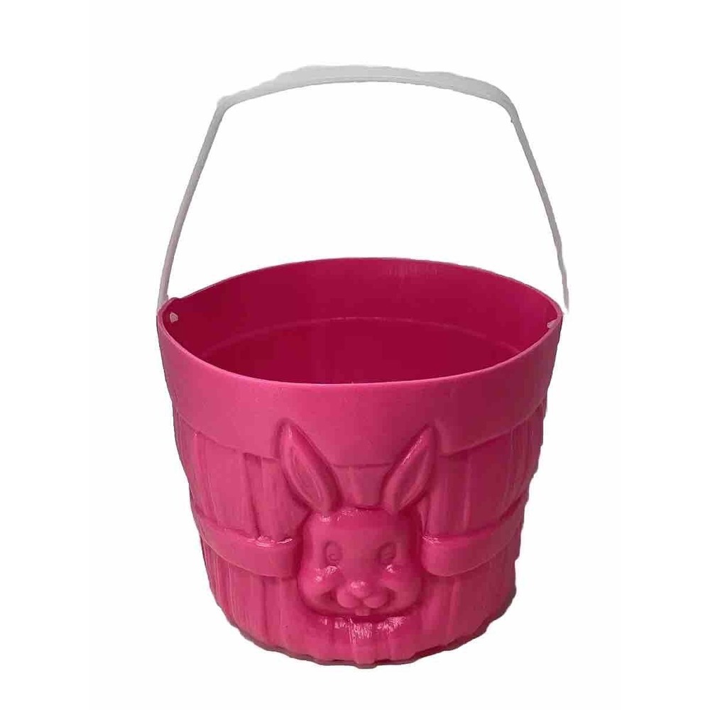 Vintage General Foam Blow Mold Pink Easter Basket Bucket Bunny Rabbit USA Made